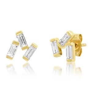 Aretes De Plata 925 Oro 18k Zirconias Cubicas Piercing Mujer