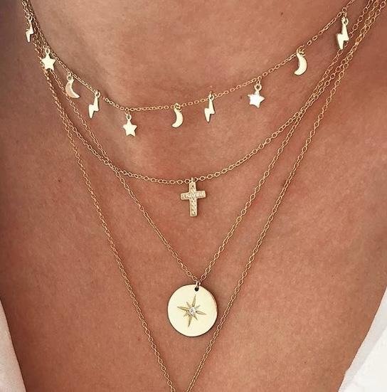 Collar Mujer Circulo Plata Baño De Oro 18k Zirconia Regalo - Image 2