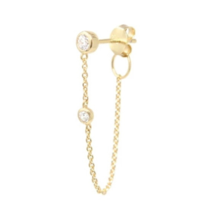 Arete De Cadena Plata 925 Oro 18k Y Zirconias Mujer Regalo