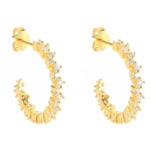 Aretes De Plata 925 Oro 18k Arracadas Con Zirconias Mujer