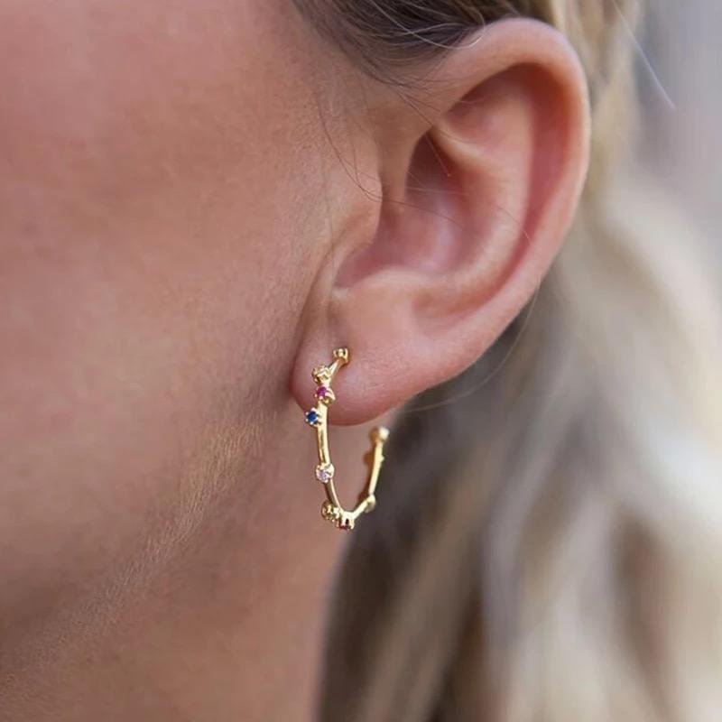 Aretes De Plata 925 Oro 18k Zirconias De Colores Arracadas - Image 3