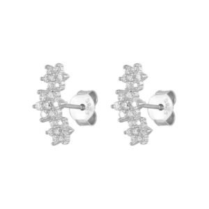Aretes De Plata 925 Tres Flores Zirconias Mujer Regalo