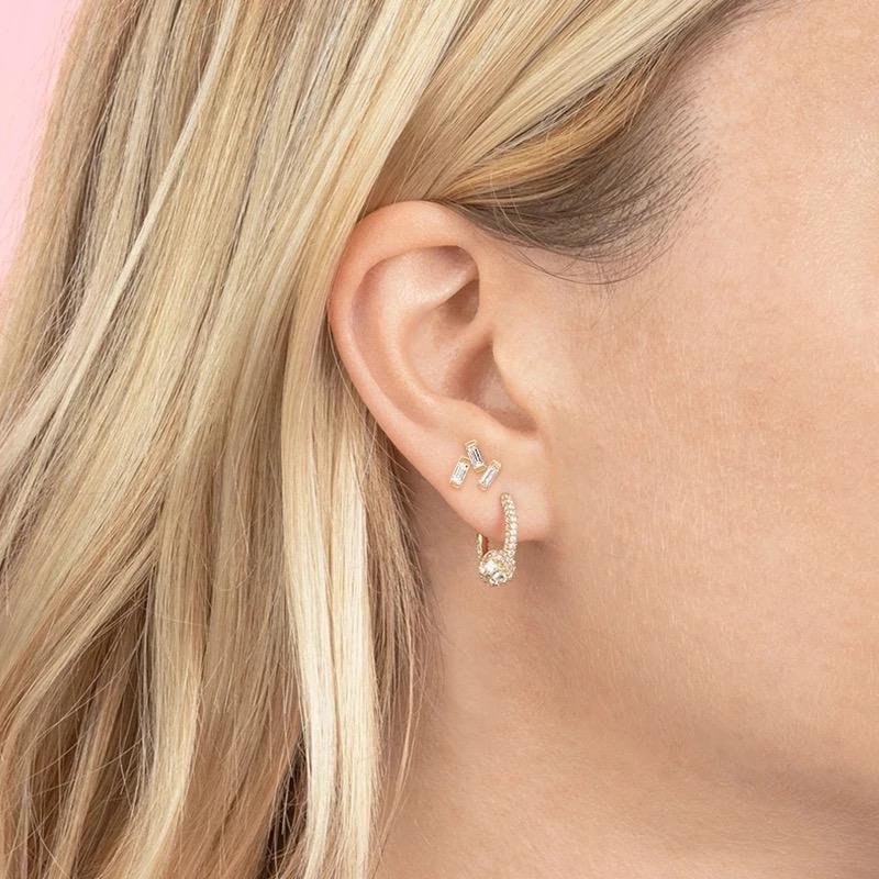 Aretes De Plata 925 Oro 18k Zirconias Cubicas Piercing Mujer - Image 2