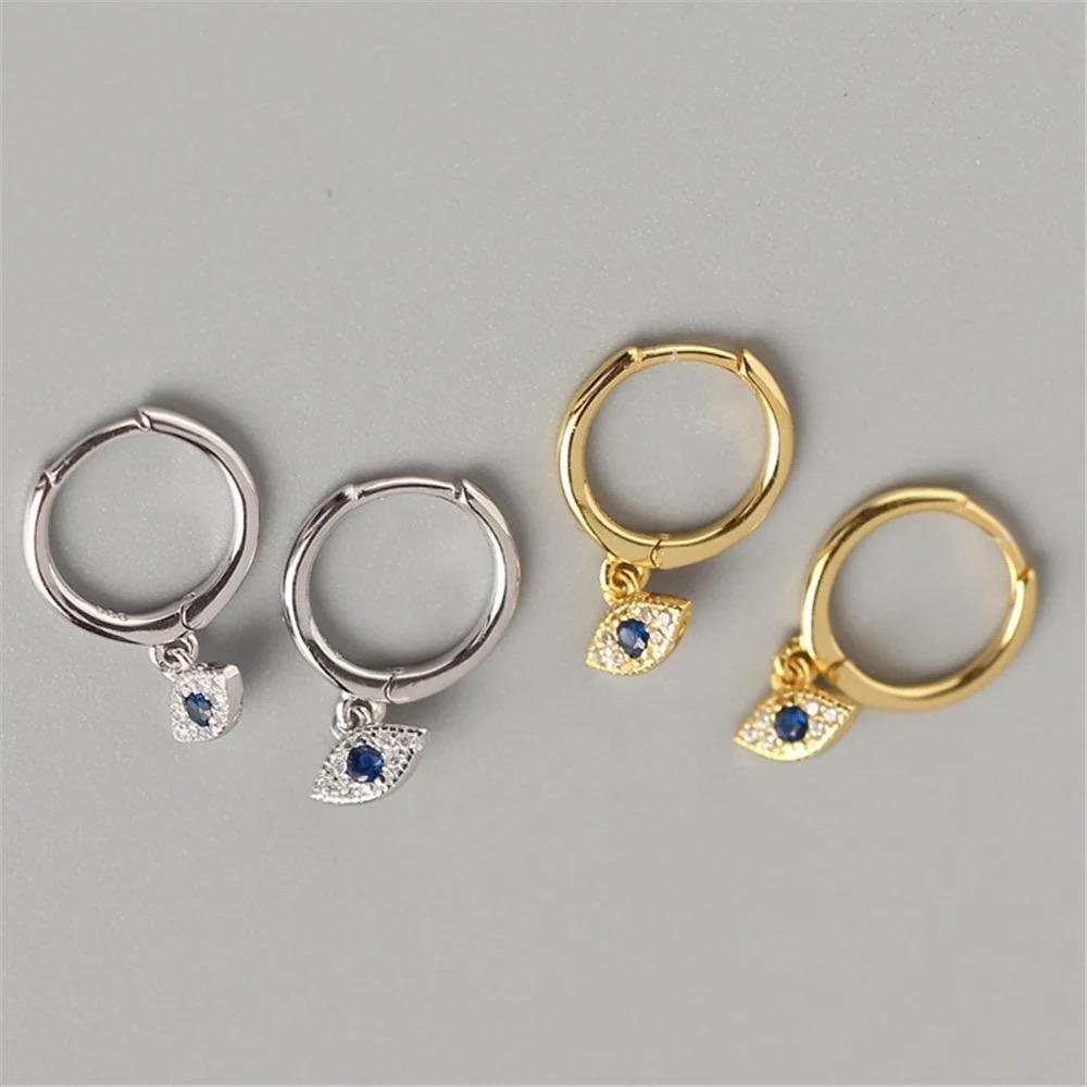 Aretes de Plata 925 Zirconias Azul Arracadas - Image 2