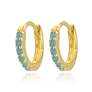Aretes De Plata 925 Oro 18k Arracadas Con Turquesas Mujer