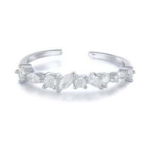 Anillo De Plata 925 Piedras Zirconias Abierto Ajustable