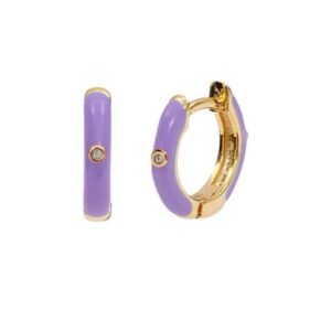 Aretes De Plata 925 Oro 18k Zirconias Lila Arracadas Morado