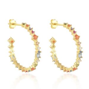 Aretes De Plata 925 Oro 18k Arracadas Zirconias De Colores