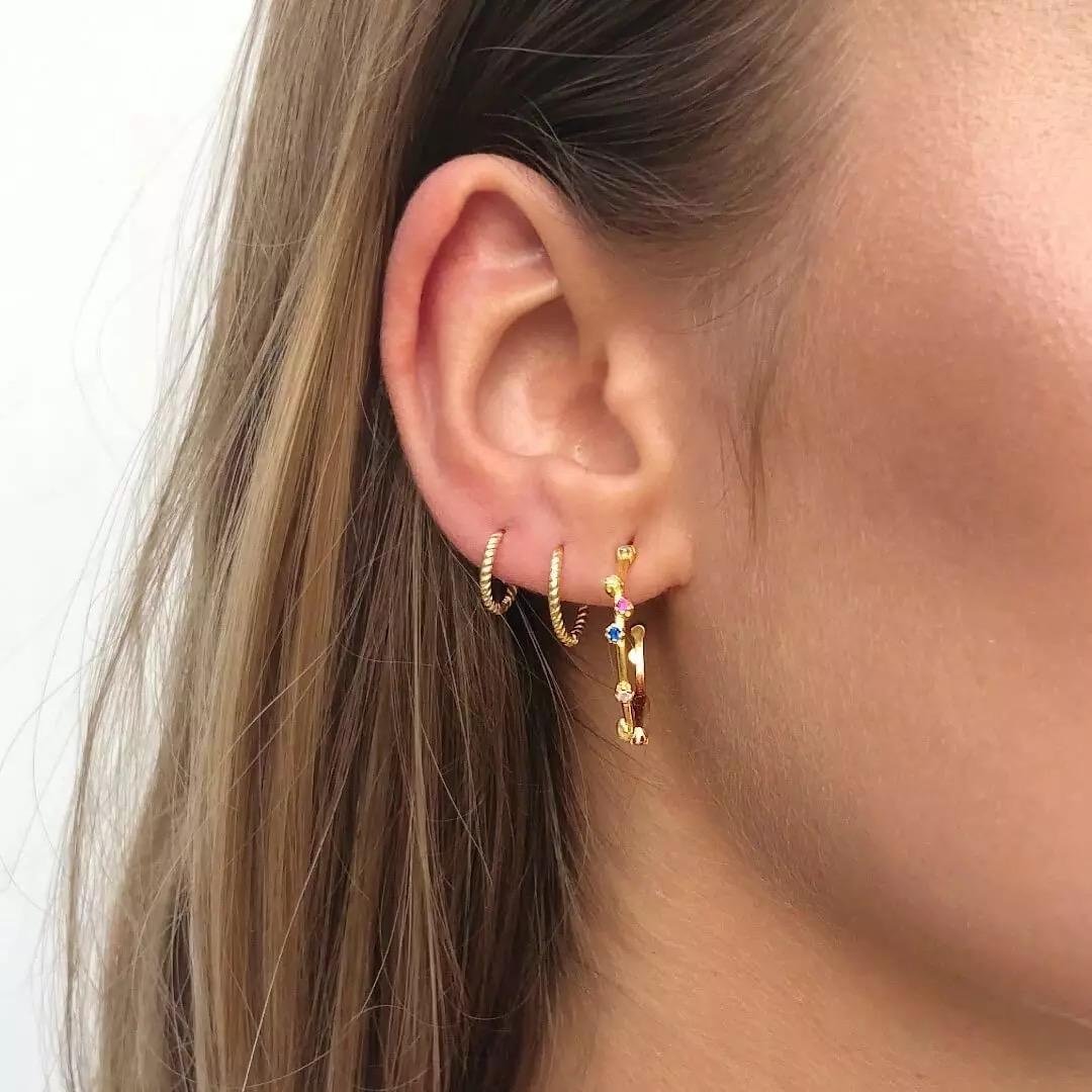 Aretes De Plata 925 Oro 18k Zirconias De Colores Arracadas - Image 2