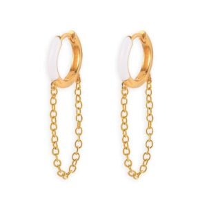 Aretes De Plata 925 Oro 18k Cadena Blancas Mujer Regalo
