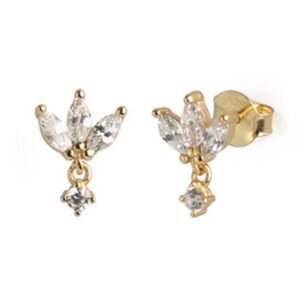 Aretes De Plata 925 Oro 18k Flor Con Zirconias Mujer Regalo