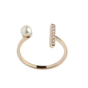 Anillo De Plata 925 Oro 18k Perla Zirconias Mujer Regalo