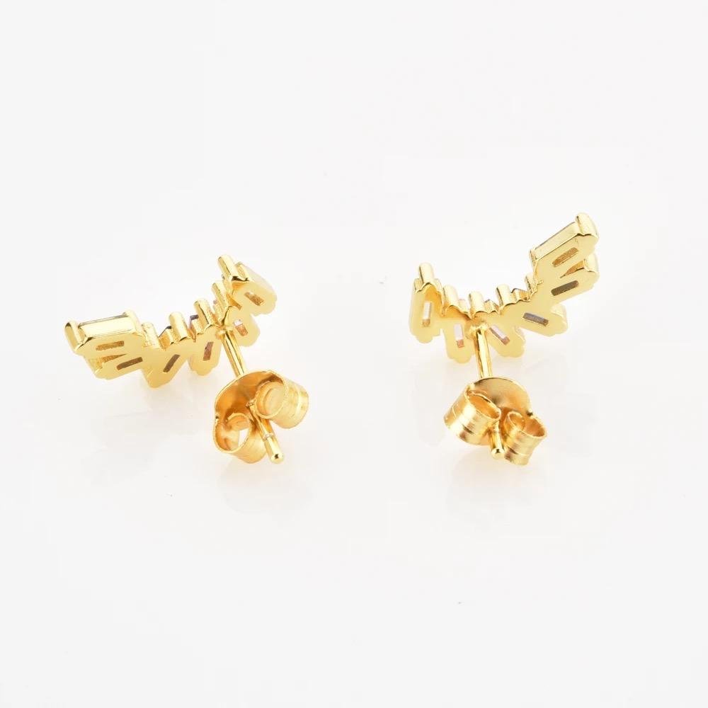 Aretes De Plata 925 Oro 18k Trepadores Multicolor Azules - Image 2