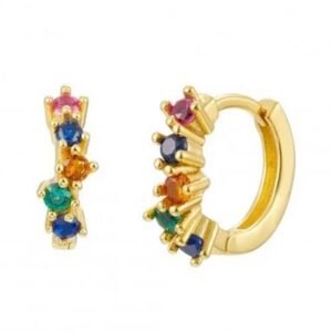 Aretes De Plata 925 Oro 18k Arracadas Zirconias Colores