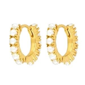 Aretes De Plata 925 Oro 18k Arracadas Con Perlas Blancas