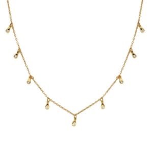 Collar Mujer Plata .925 Gotas Zirconias Baño De Oro 18k