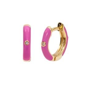 Aretes De Plata 925 Oro 18k Zirconias Fucsia Rosa Mujer