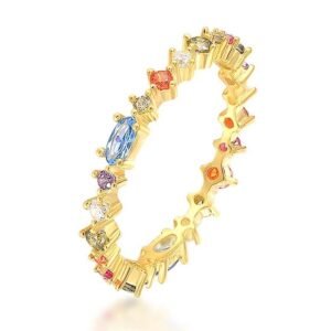Anillo de Plata 925 Oro 18k Talla 5 Zirconias Mujer Regalo