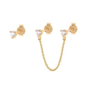 Piercing de Plata 925 Oro 18k Cadena Zirconias Mujer Regalo