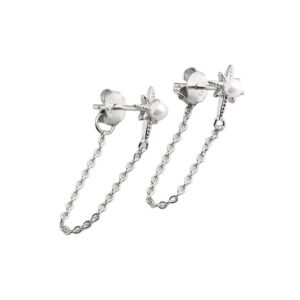Piercing de Plata 925 Pendientes Estrella Perlas Mujer
