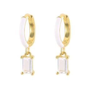 Aretes de Plata 925 Oro 18k Blancos Zirconias Mujer Regalo