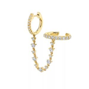 Arete de Cadena de Plata 925 Oro 18k Zirconias Mujer Regalo