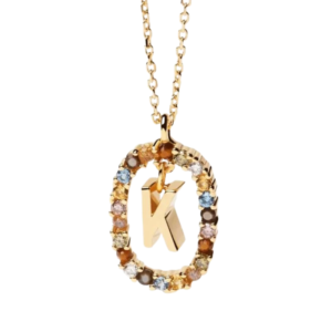 Collar de Plata 926 Oro 18k Zirconias Letra K Unitalla Mujer