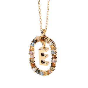 Collar de Plata 926 Oro 18k Zirconias Letra E Unitalla Mujer