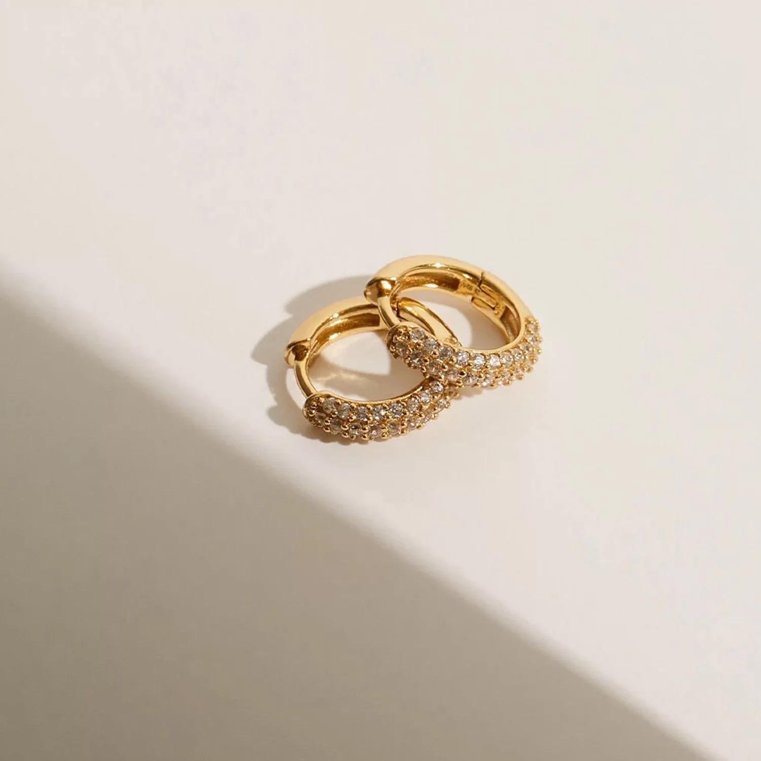 Aretes De Plata 925 Oro 18k Arracadas Zirconias Huggies - Image 2