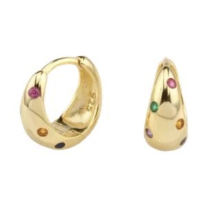 Aretes de Plata 925 Oro 18k Colores Zirconias Aro Unitalla