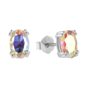 Aretes de Plata 925 Tornasol Zirconias Boton Unitalla Mujer