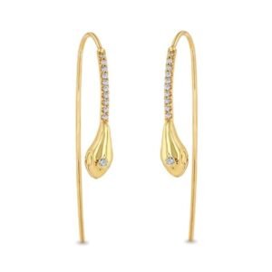 Aretes de Plata 925 Oro 18k Zirconias Serpiente Unitalla