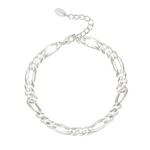 Pulsera de Plata 925 Eslabones Cadena Ajustable Mujer