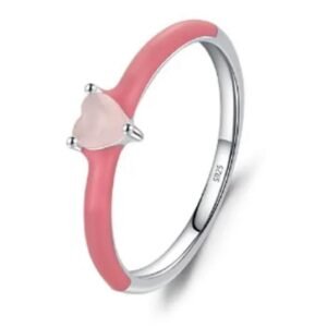 Anillo de Plata 925 Rosa con Corazón Mujer