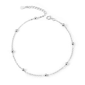 Tobillera de Plata 925 Cuentas Ajustable Plateada