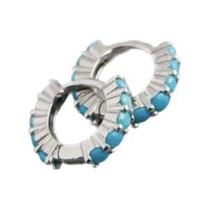 Aretes de Plata 925 Azul Zirconias Aro Unitalla