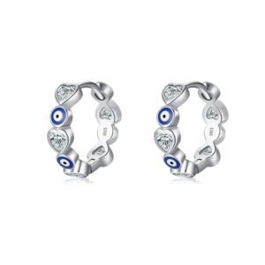 Aretes de Plata 925 Azul Zirconias Aro Unitalla Mujer