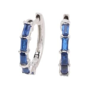 Aretes de Plata 925 Azul Zirconias Aro Unitalla Mujer