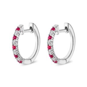 Aretes de Plata 925 Rojo Zirconias Aro Unitalla