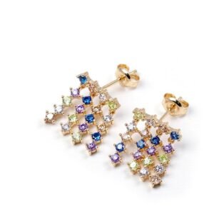 Aretes de Plata 925 Oro 18k Colores Zirconias Red Unitalla