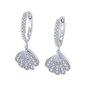 Aretes de Plata 925 Zirconias Concha Caracol Unitalla Mujer