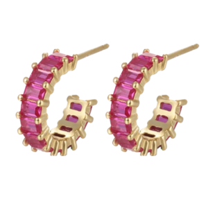 Aretes de Plata 925 Oro 18k Rosa Zirconias Aro Unitalla