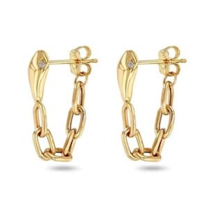 Aretes de Plata 925 Oro 18k Zirconias Serpiente Unitalla