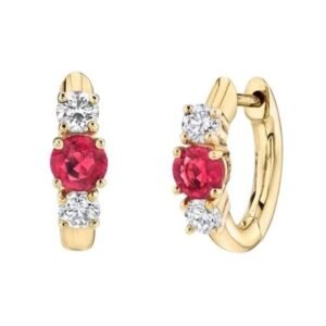 Aretes de Plata 925 Oro 18k Rojo Zirconias Aro Unitalla