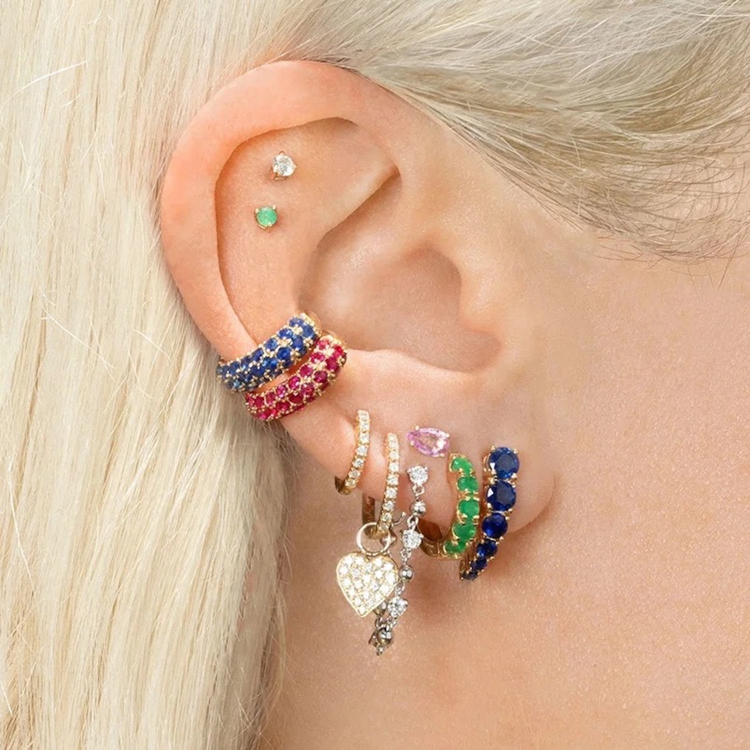 Aretes de Plata 925 Verde Zirconias Aro Unitalla Mujer - Image 4