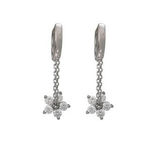 Aretes de Plata 925 Zirconias Flor Unitalla Mujer