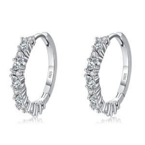 Aretes de Plata 925 Oro Zirconias Aro Unitalla