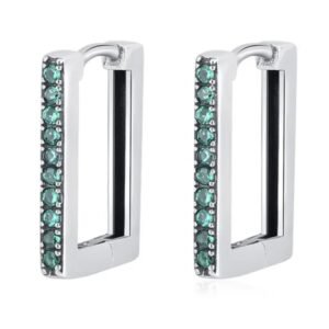 Aretes de Plata 925 Verde Zirconias Rectangulares Unitalla