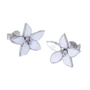 Aretes de Plata 925 Blanco Flor Unitalla Mujer
