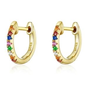 Aretes de Plata 925 Oro 18k Colores Zirconias Aro Unitalla